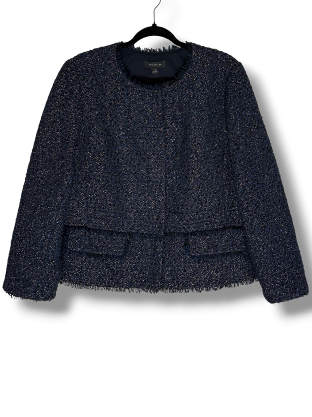 Ann Taylor Navy Sparkle Tweed Lined Blazer Suit Jacket Career Wear Size 16 NWT